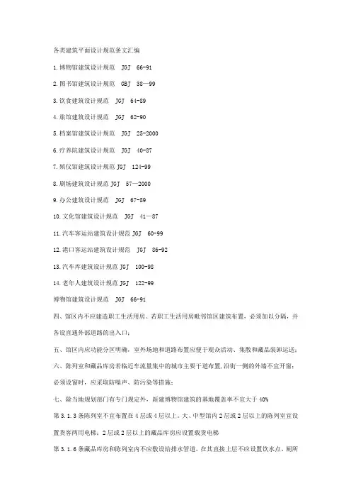 各种建筑平面设计规范