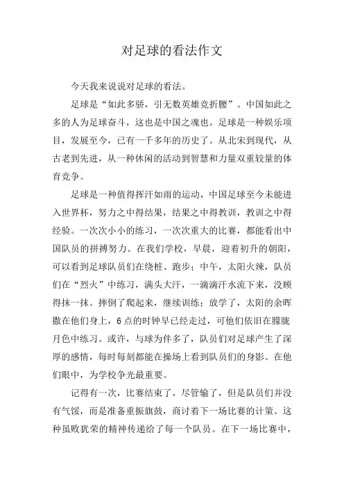 对足球的看法作文