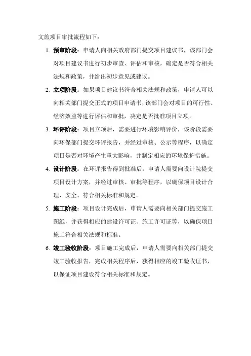 文旅项目审批流程