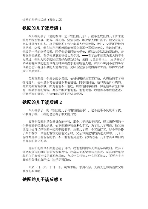 铁匠的儿子读后感 (3篇)