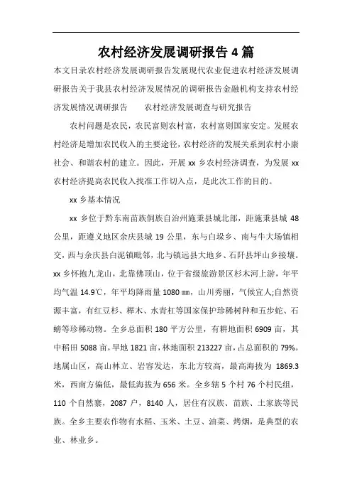 调研报告 农村经济发展调研报告4篇