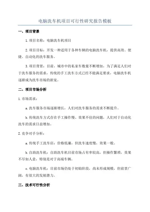 电脑洗车机项目可行性研究报告模板
