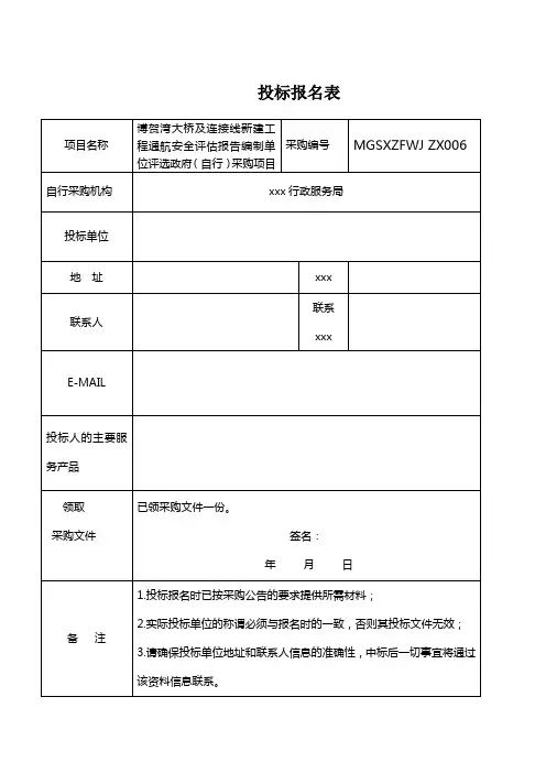最新整理投标报名及招标文件发售表.doc