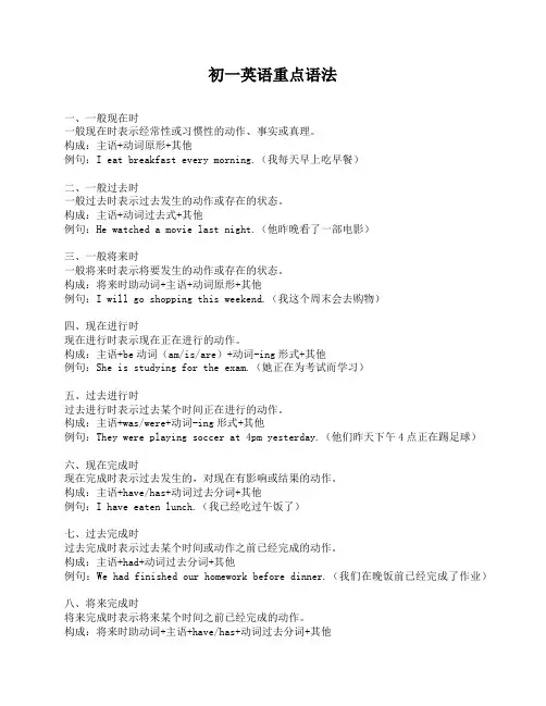 初一英语重点语法