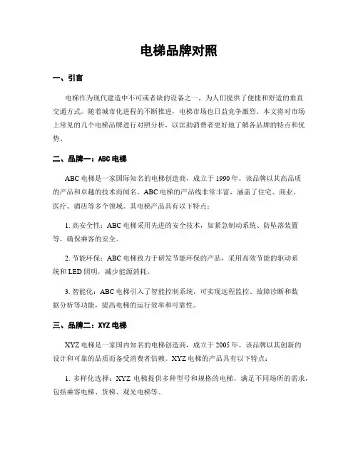 电梯品牌对比