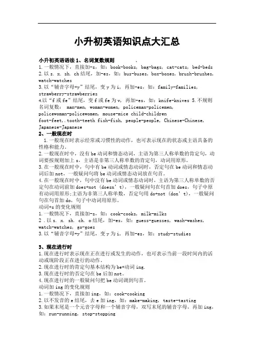 【译林版】六年级英语毕业考试期末复习小升初英语知识点大汇总附易错知识点总结