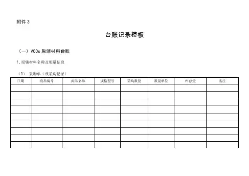 VOCs台账计录模板