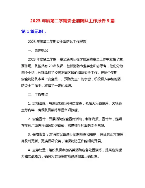 2023年度第二学期安全消防队工作报告5篇