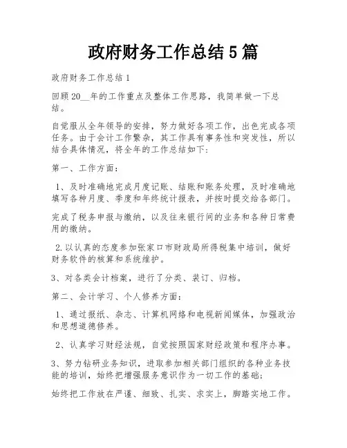 政府财务工作总结5篇