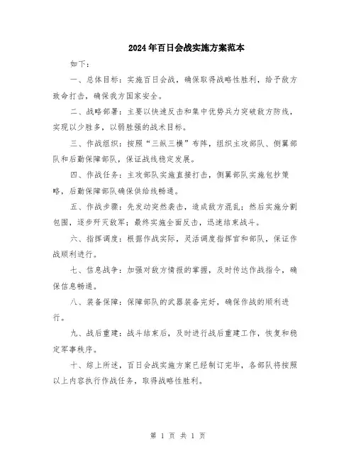 2024年百日会战实施方案范本