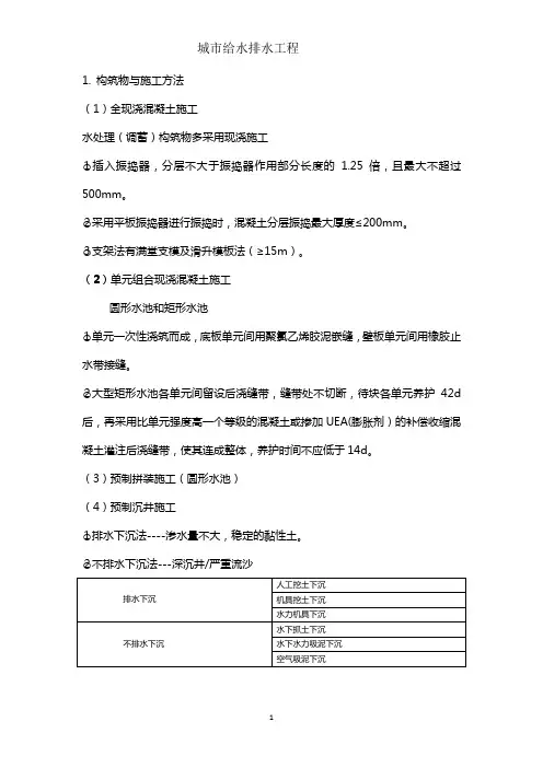 一级建造师《市政公用工程管理与实务》城市给水排水工程案例考点总结