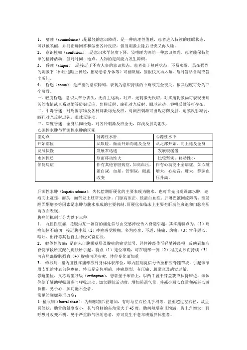 检体诊断学名词解释汇总
