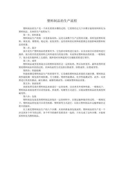 塑料制品的生产流程