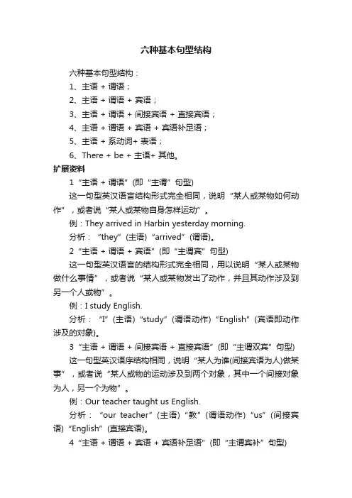 六种基本句型结构