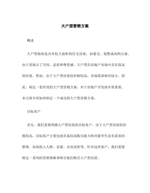 大户型营销方案
