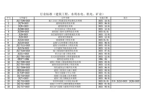 行业标准〔建筑工程、水利水电、机电、矿业〕