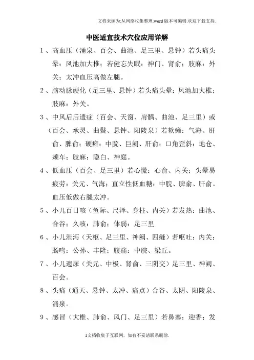 中医适宜技术穴位应用详解