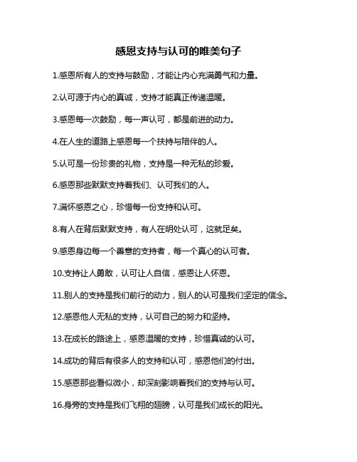 感恩支持与认可的唯美句子