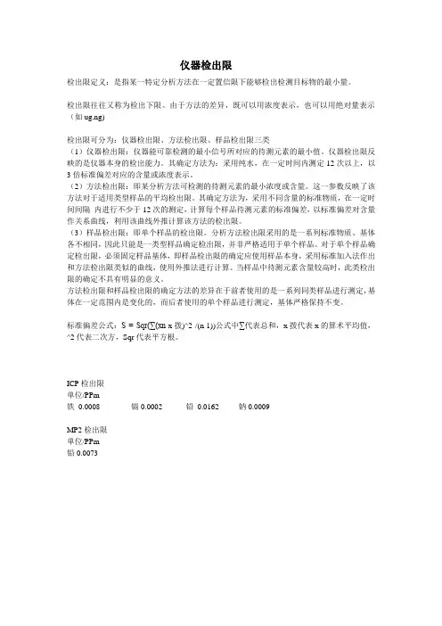 仪器检出限