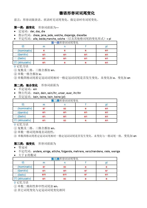 德语形容词词尾变化