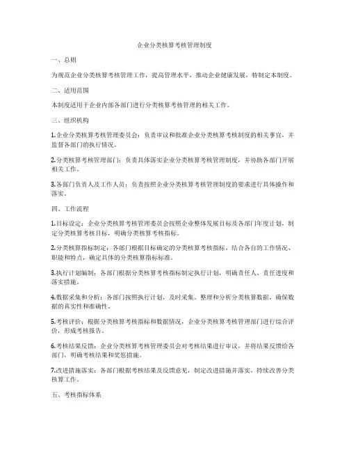 企业分类核算考核管理制度