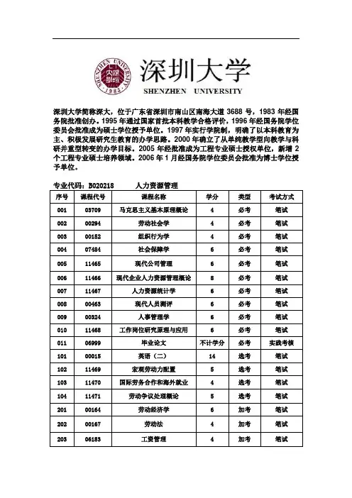 深大人力资源管理(本科)