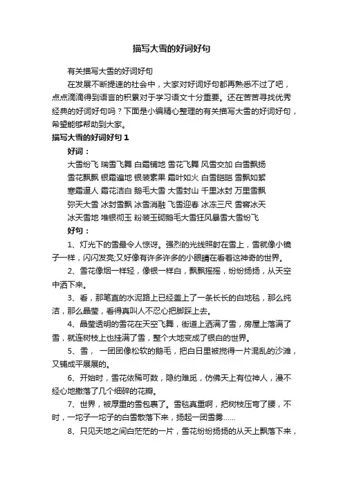 有关描写大雪的好词好句