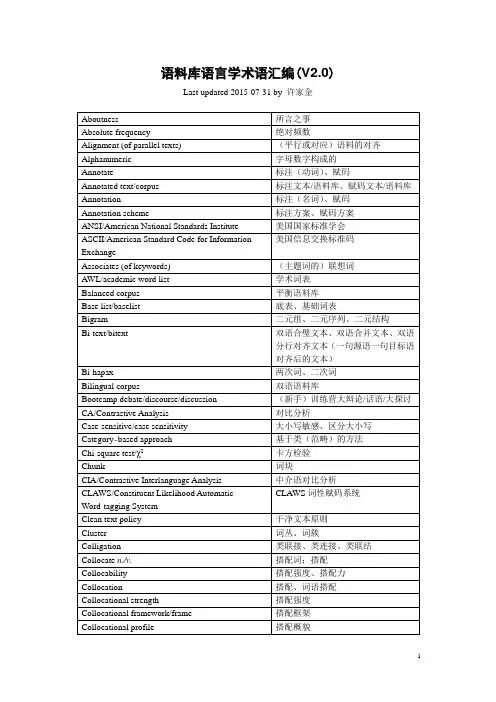 语料库语言学术语汇编-北外语料库语言学