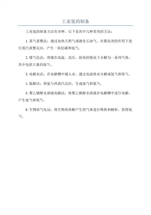 工业氢的制备