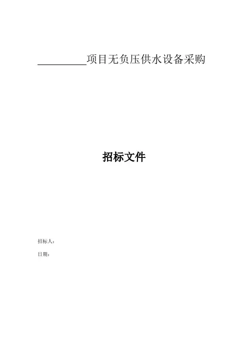 无负压招标文件WPG