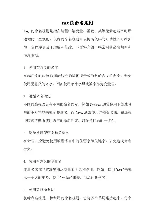 tag的命名规则