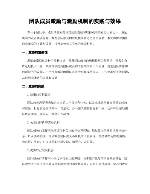 团队成员激励与激励机制的实践与效果