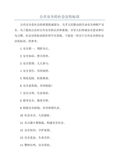 公共安全的社会宣传标语