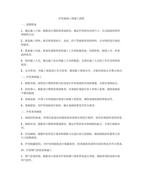 炉窑砌筑工程施工流程