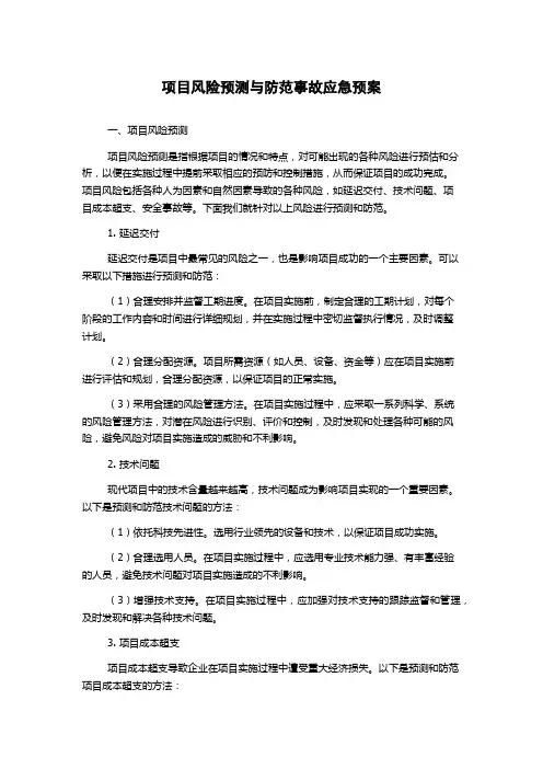 项目风险预测与防范事故应急预案