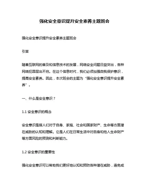 强化安全意识提升安全素养主题班会
