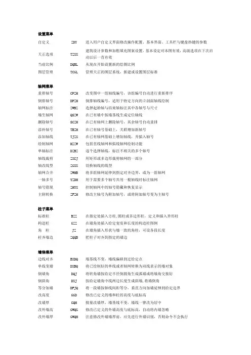 天正建筑T20命令大全