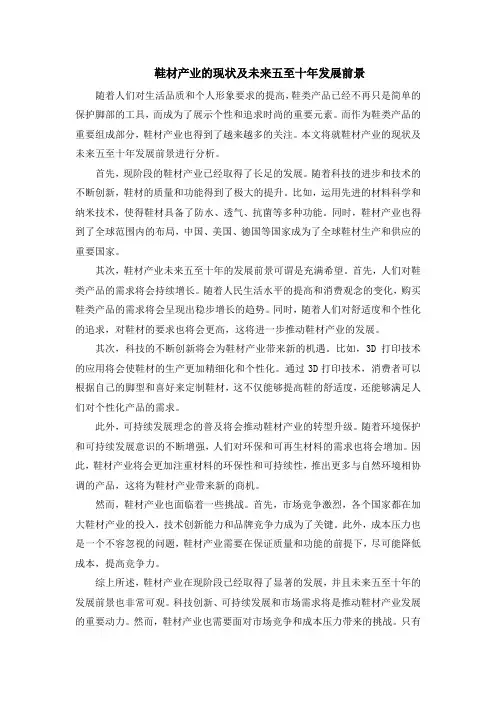 鞋材产业的现状及未来五至十年发展前景