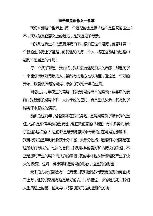 有幸遇见你作文一件事