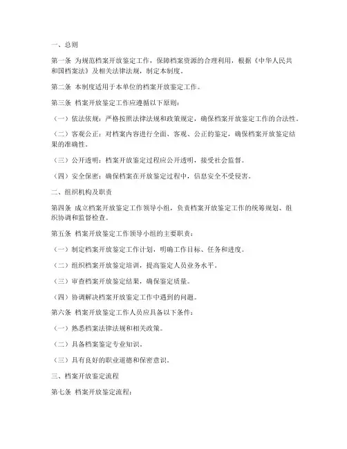 档案开放鉴定管理制度范本