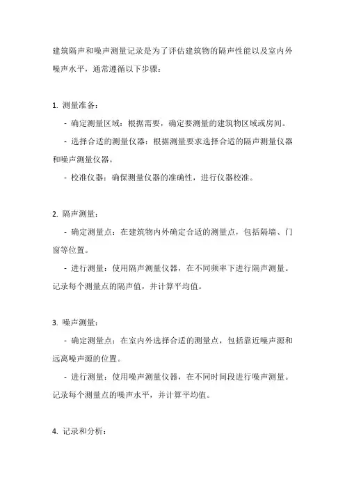 建筑隔声 噪声测量 记录