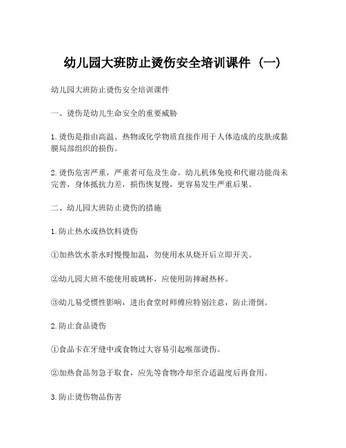 幼儿园大班防止烫伤安全培训课件 (一)
