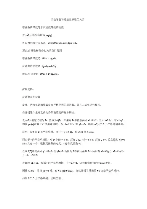 函数导数和反函数导数的关系