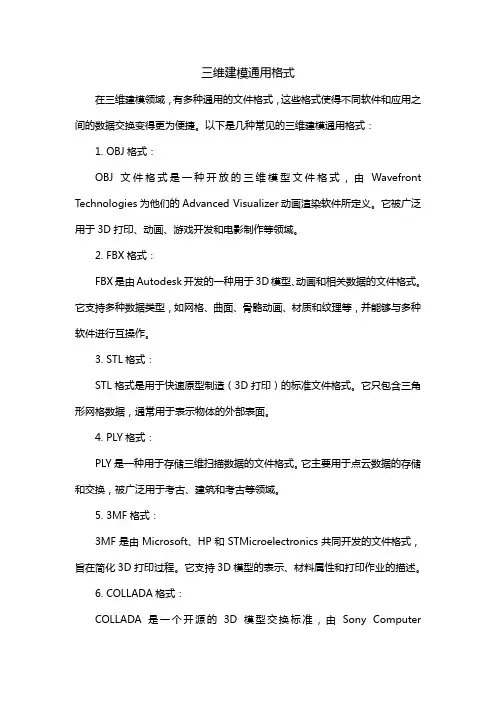 三维建模通用格式