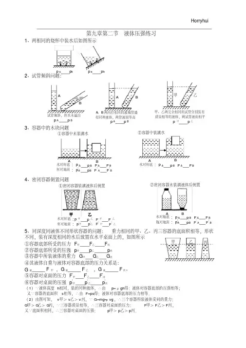 (完整版)初二下册物理第九章《压强》第二节液体压强练习(含答案)