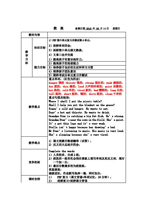 剑桥二上  unit6 A day in the country (2)