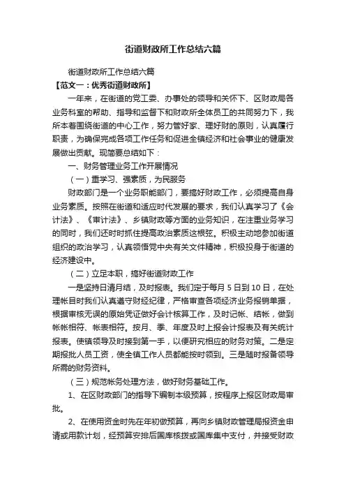 街道财政所工作总结六篇