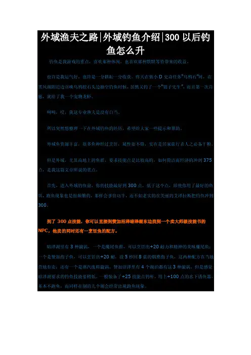 魔兽世界外域渔夫之路外域钓鱼介绍300以后钓鱼怎么升