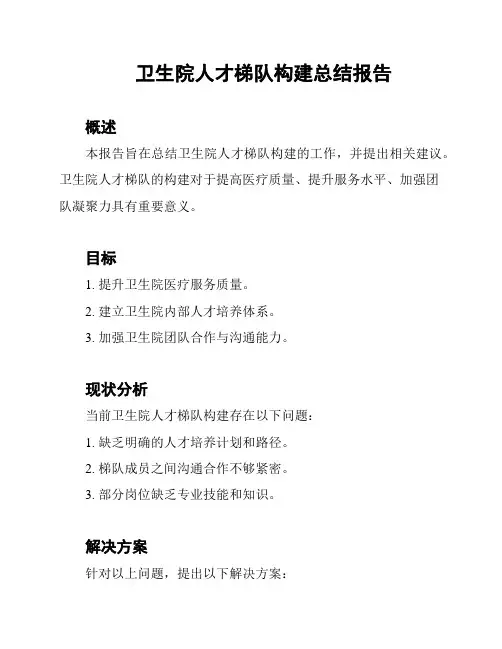 卫生院人才梯队构建总结报告