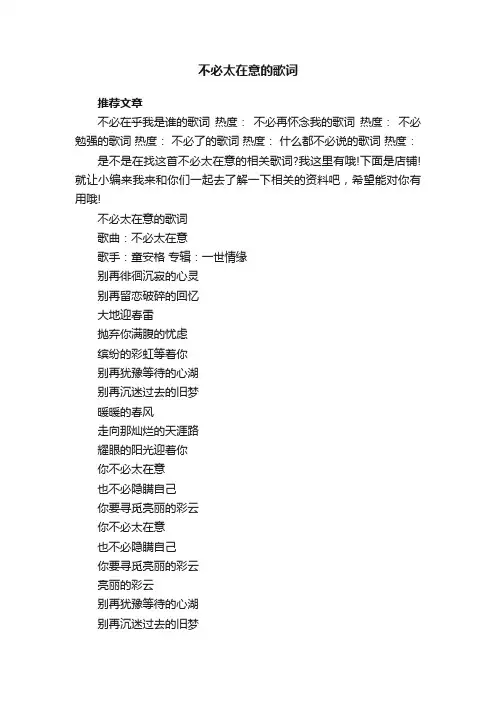 不必太在意的歌词